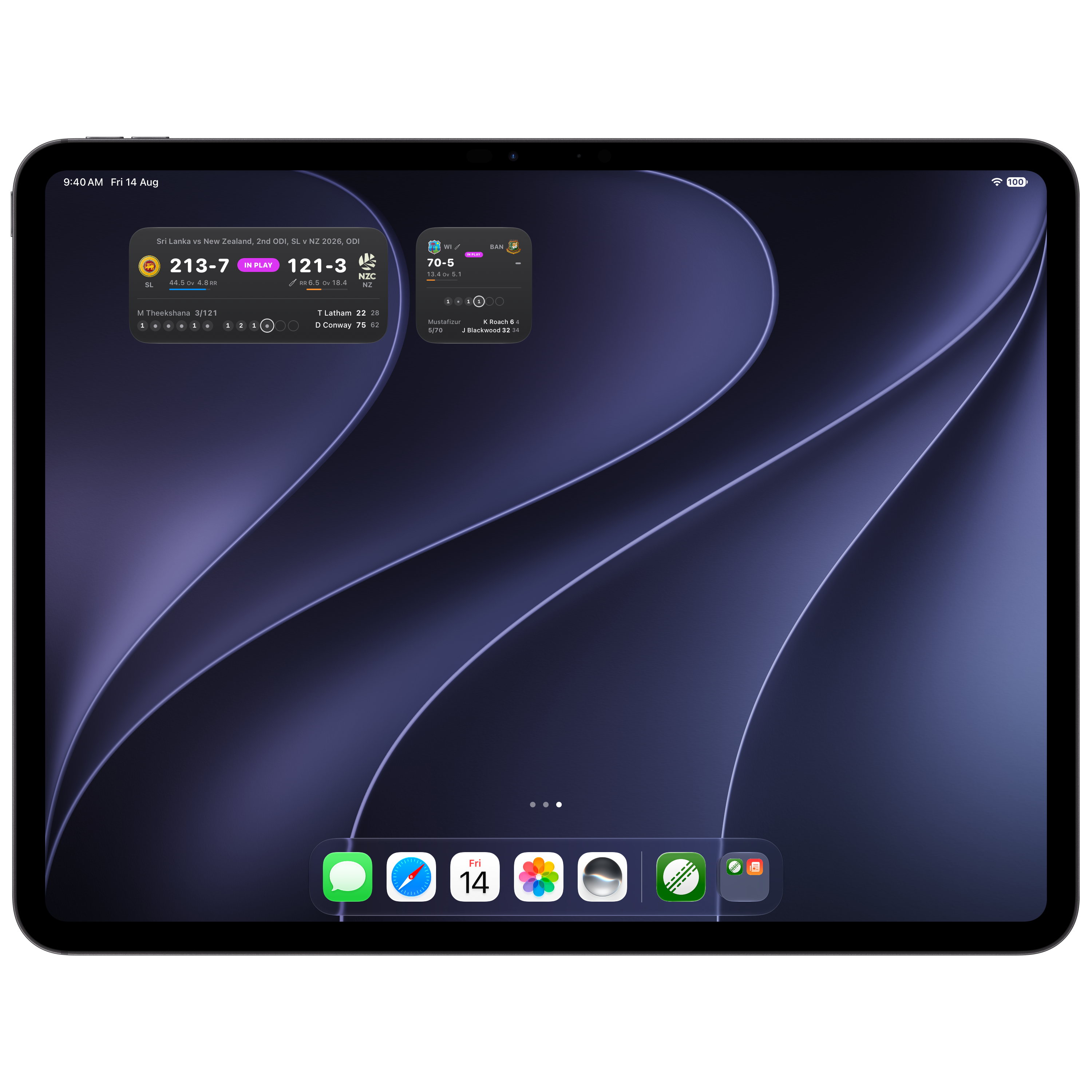 Cridget widgets on iPad