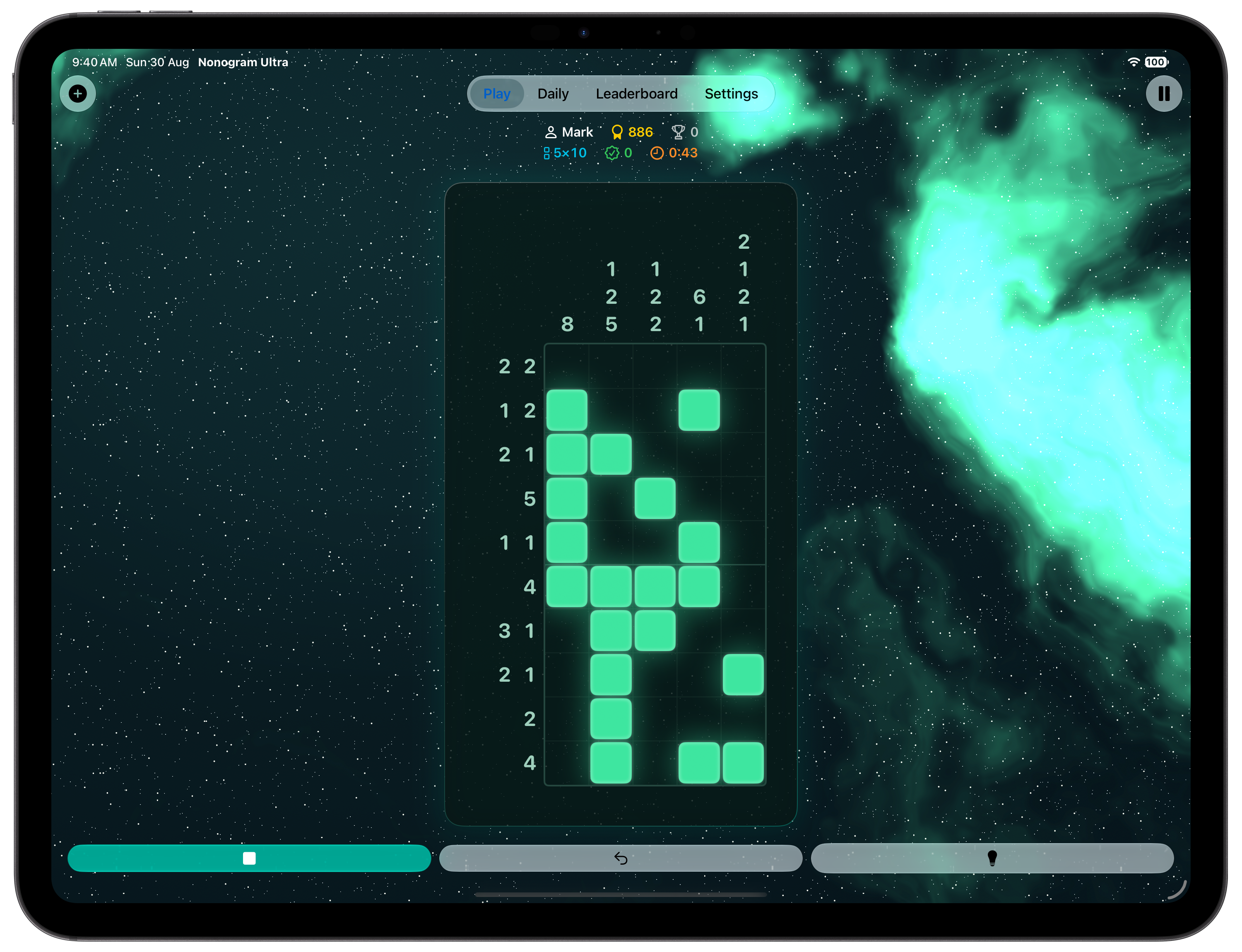 Nonogram Ultra iPad Casual 5×10 puzzle