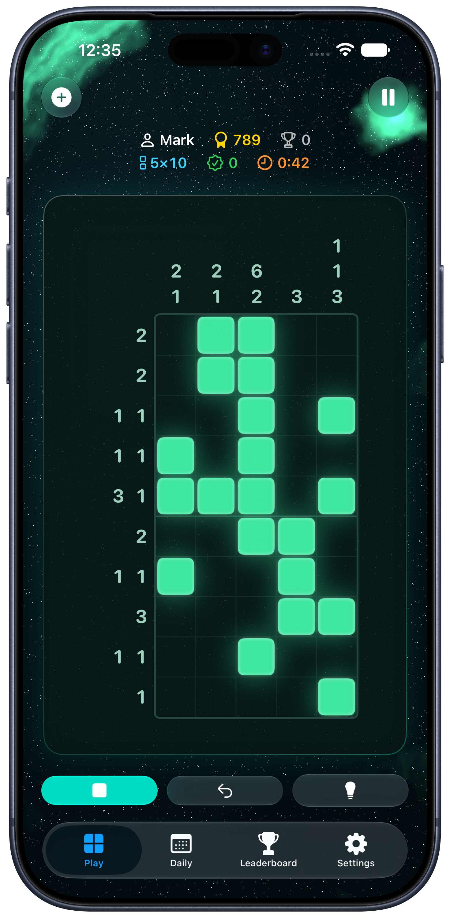 Nonogram Ultra Casual 5×10 puzzle