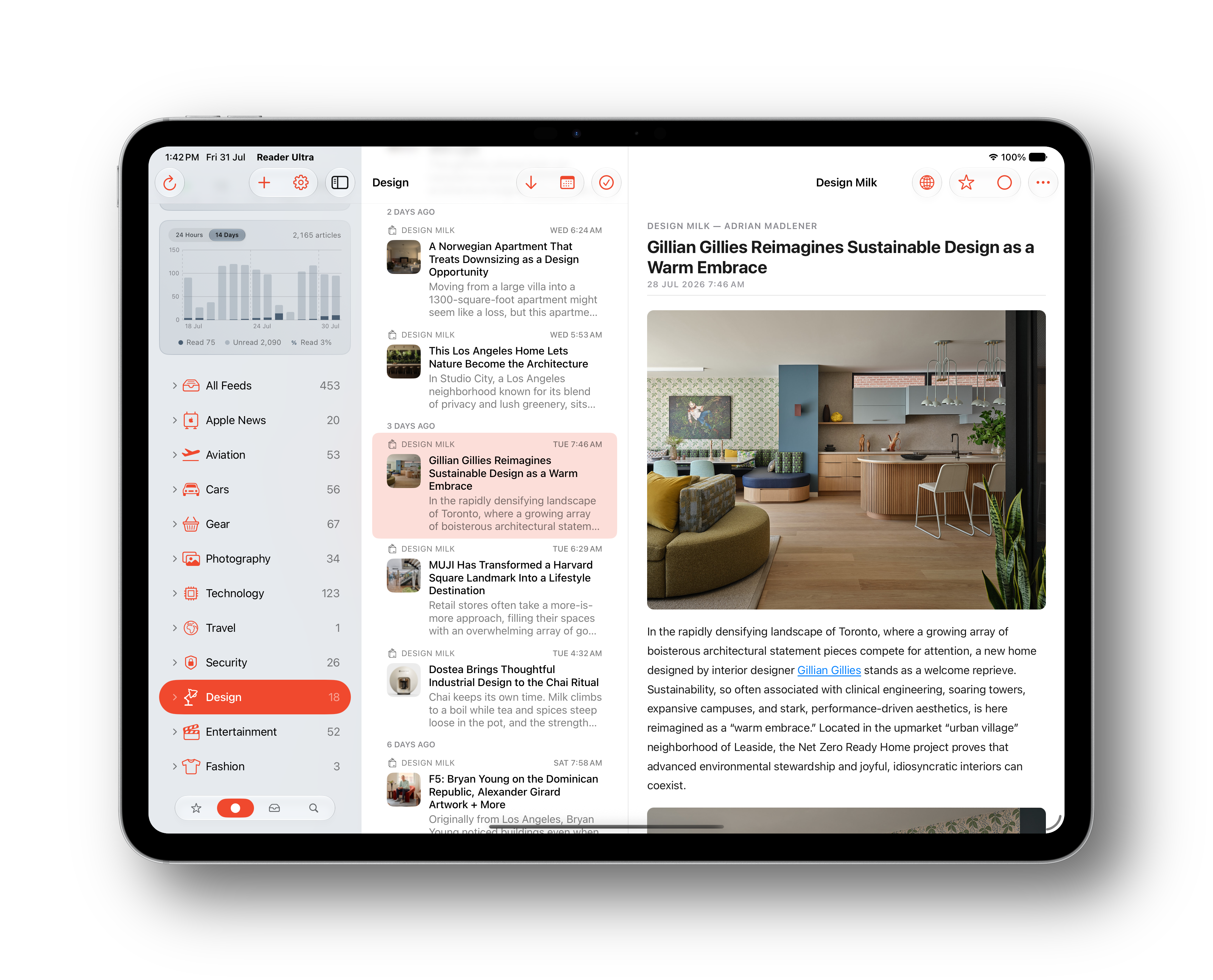 Reader Ultra iPad article, full website view