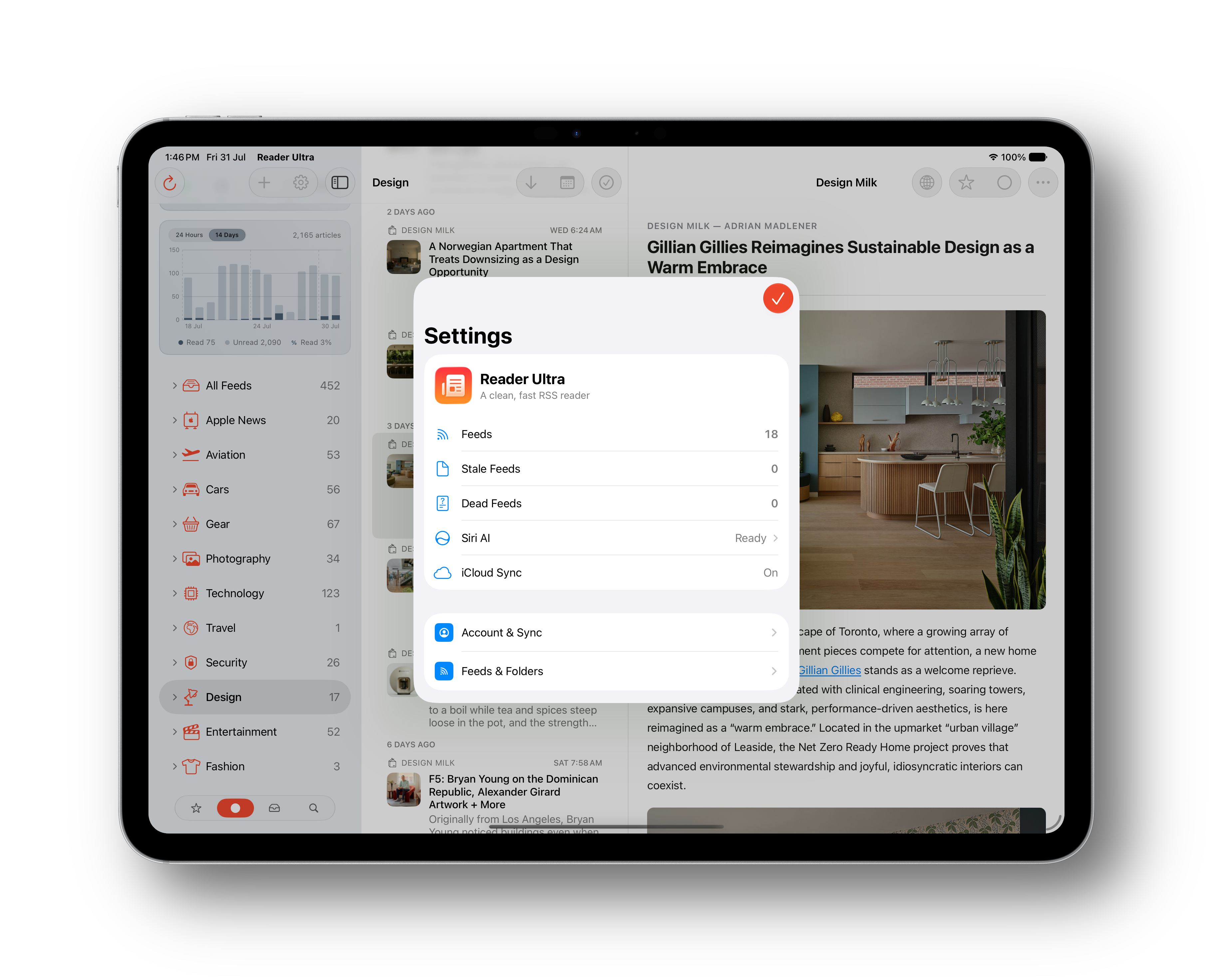Reader Ultra iPad settings