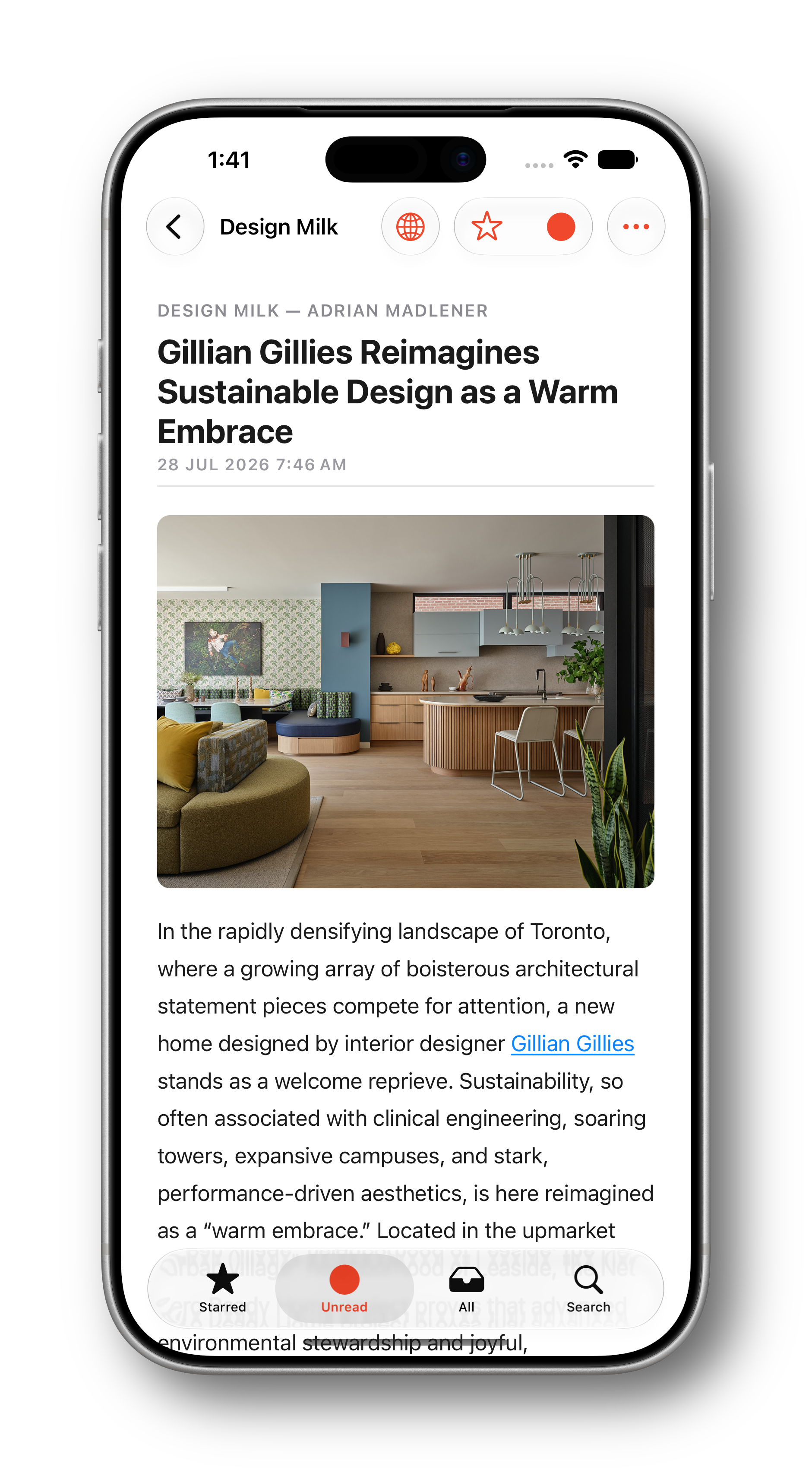 Reader Ultra iPhone article, full website view
