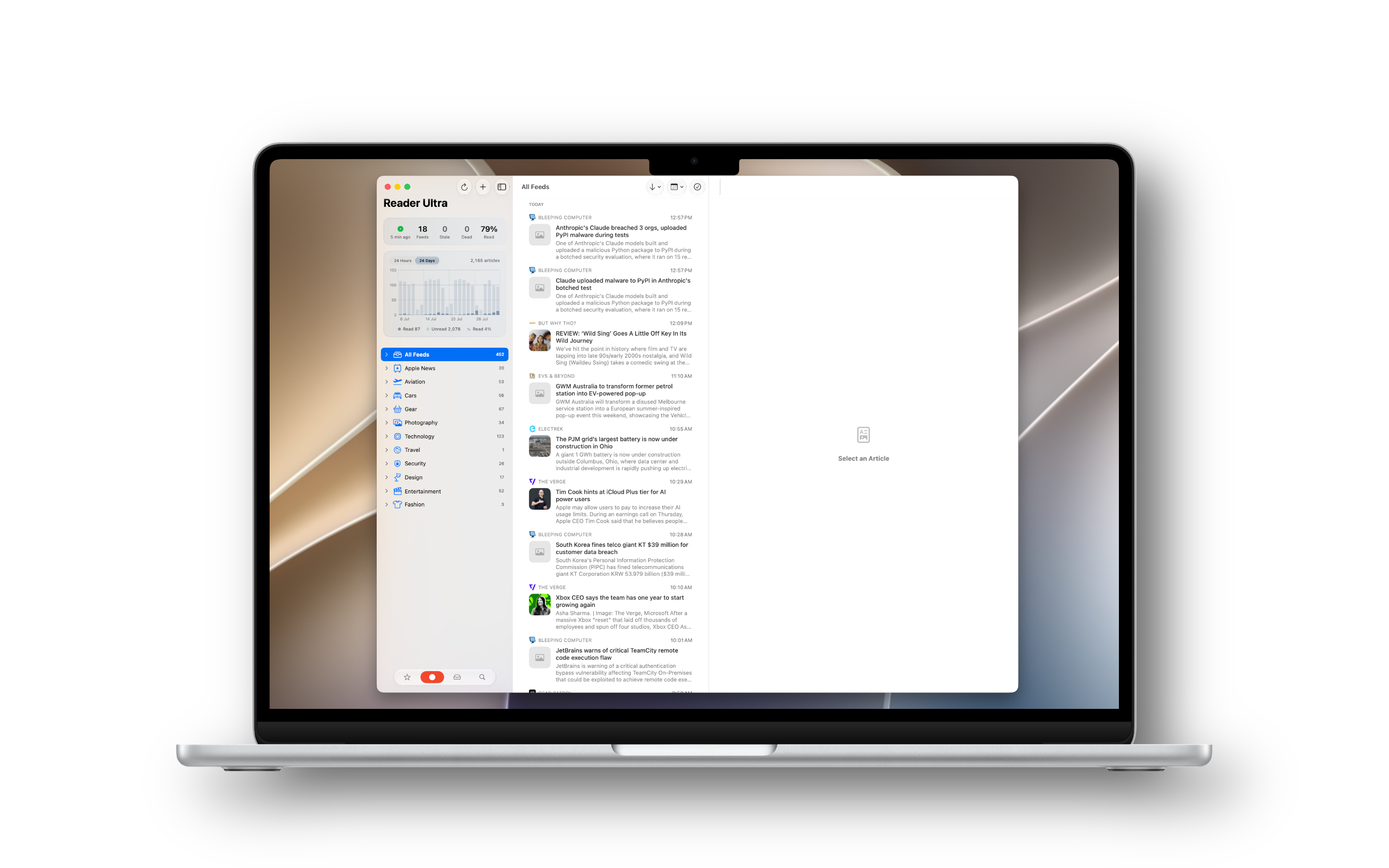 Reader Ultra Mac feed list
