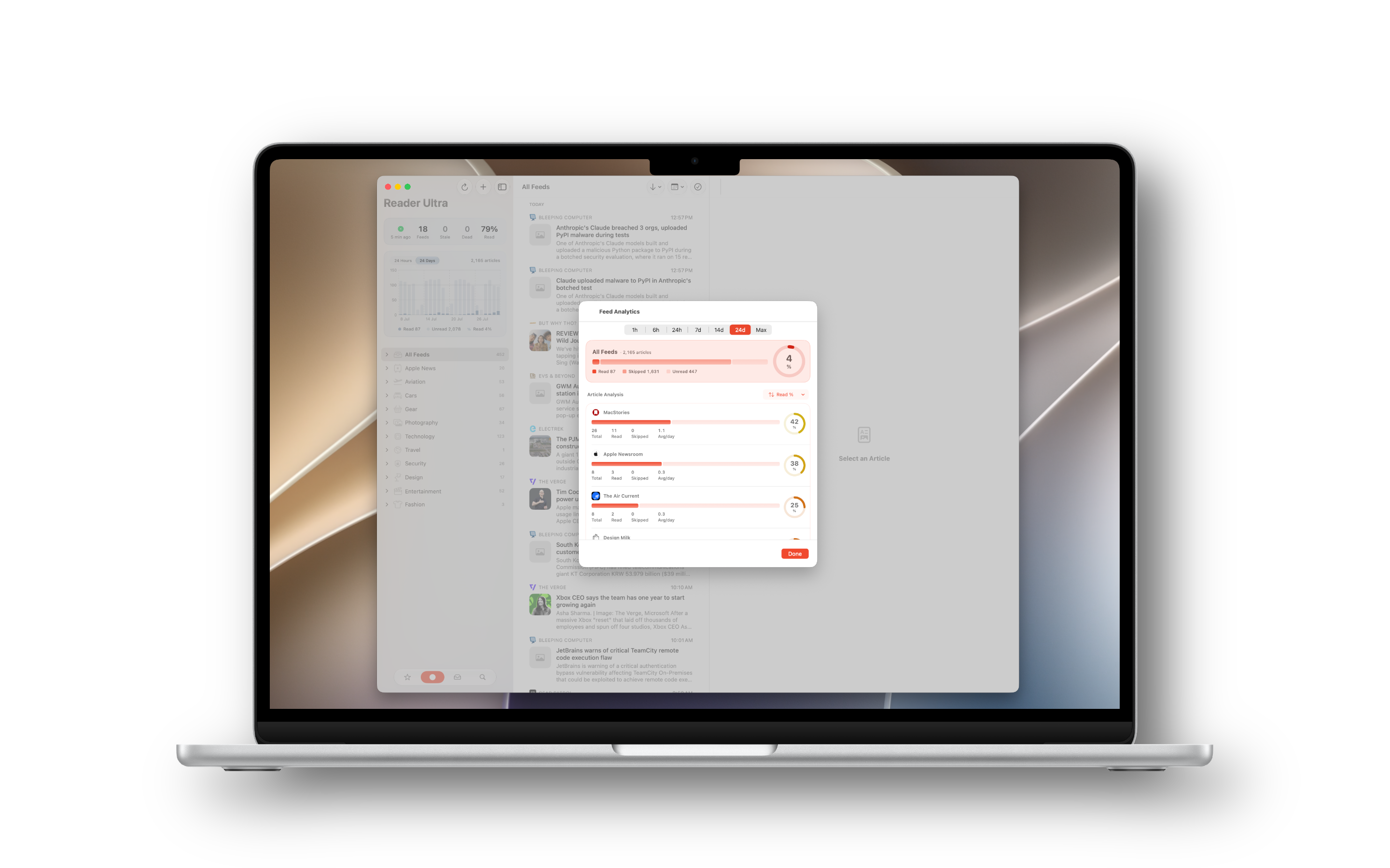 Reader Ultra Mac analytics