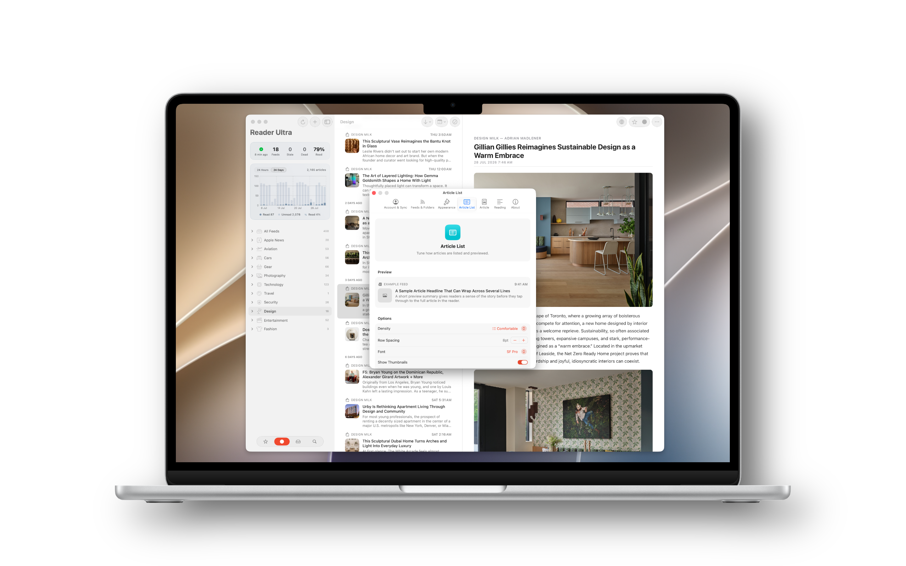 Reader Ultra Mac settings, continued