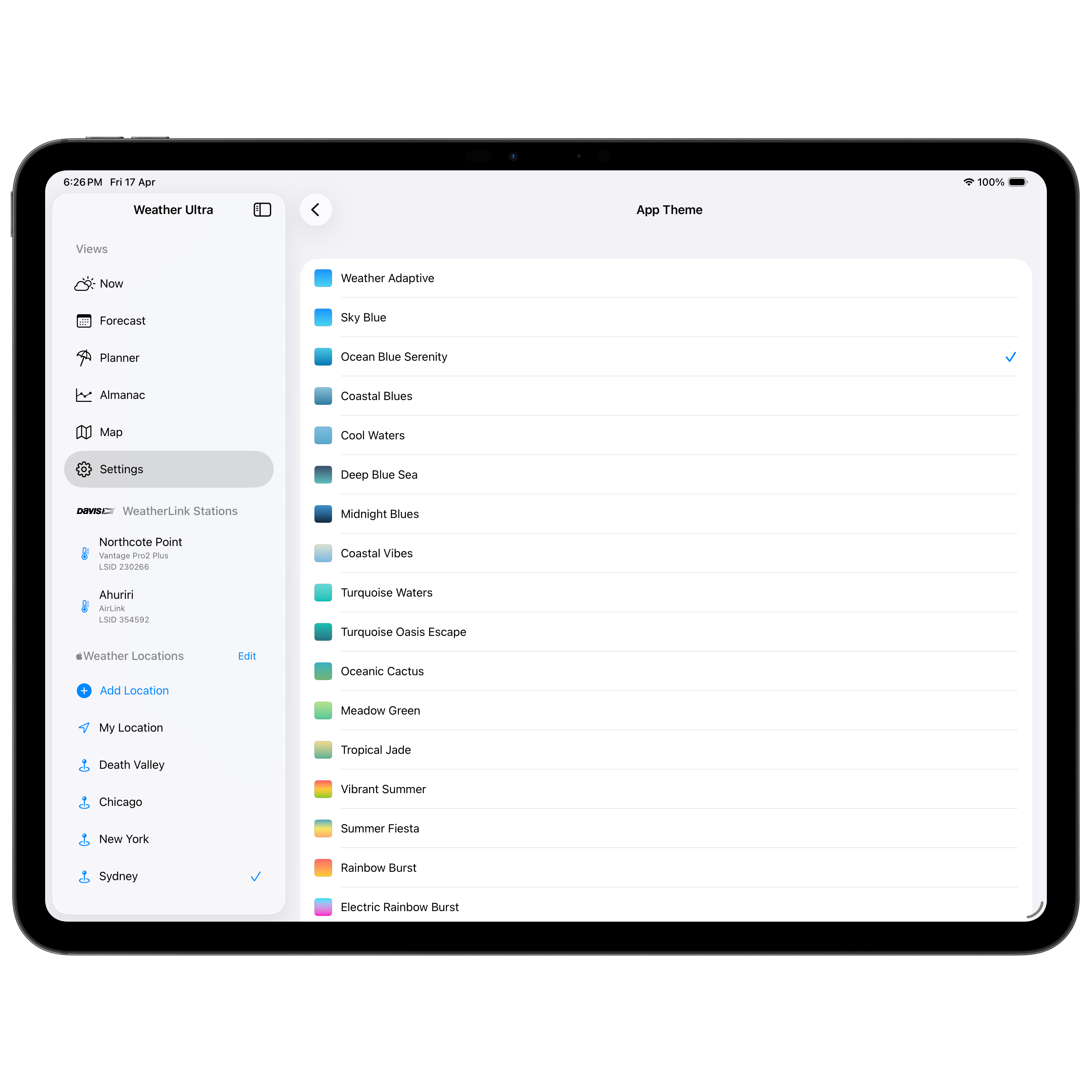iPad Settings Themes