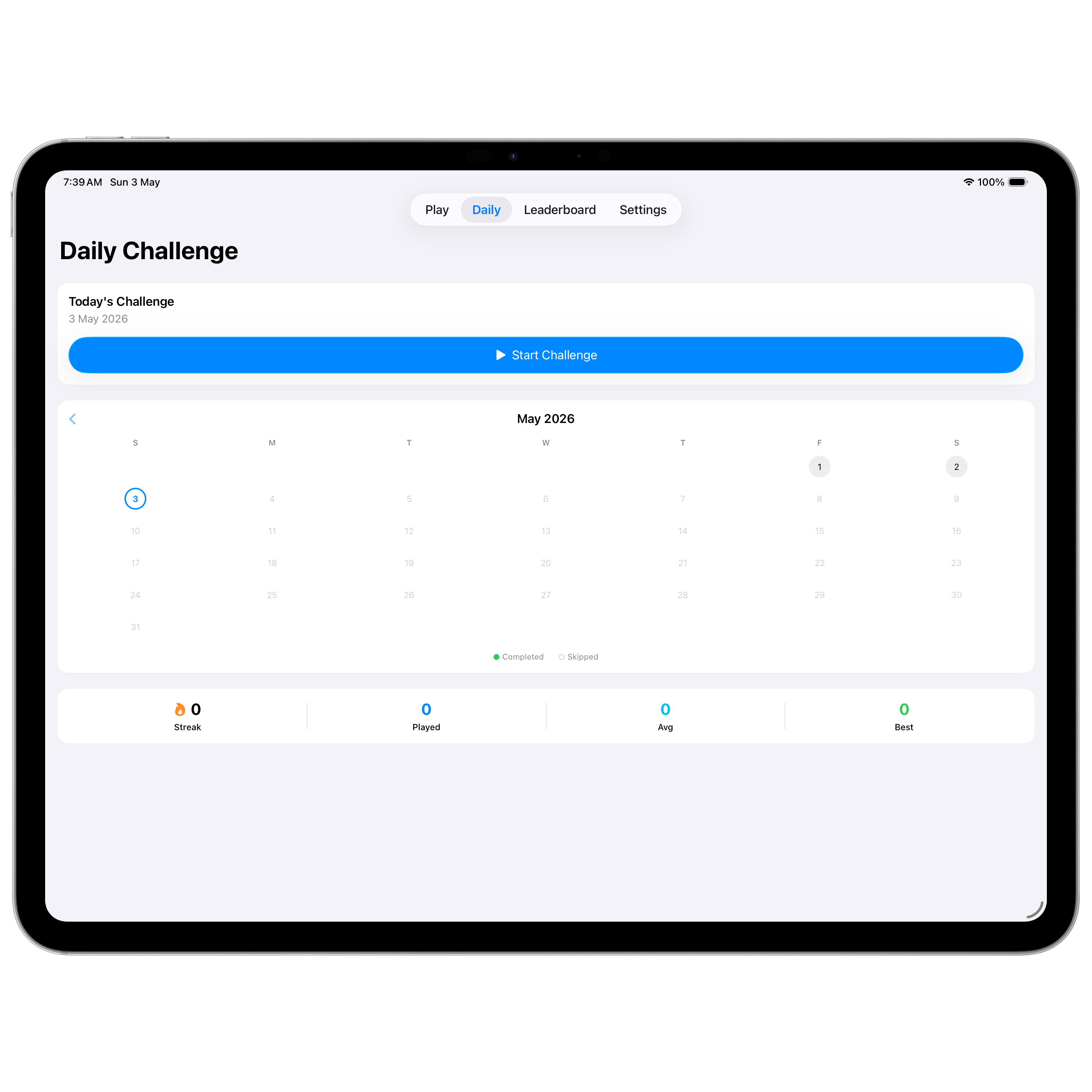 iPad daily challenge